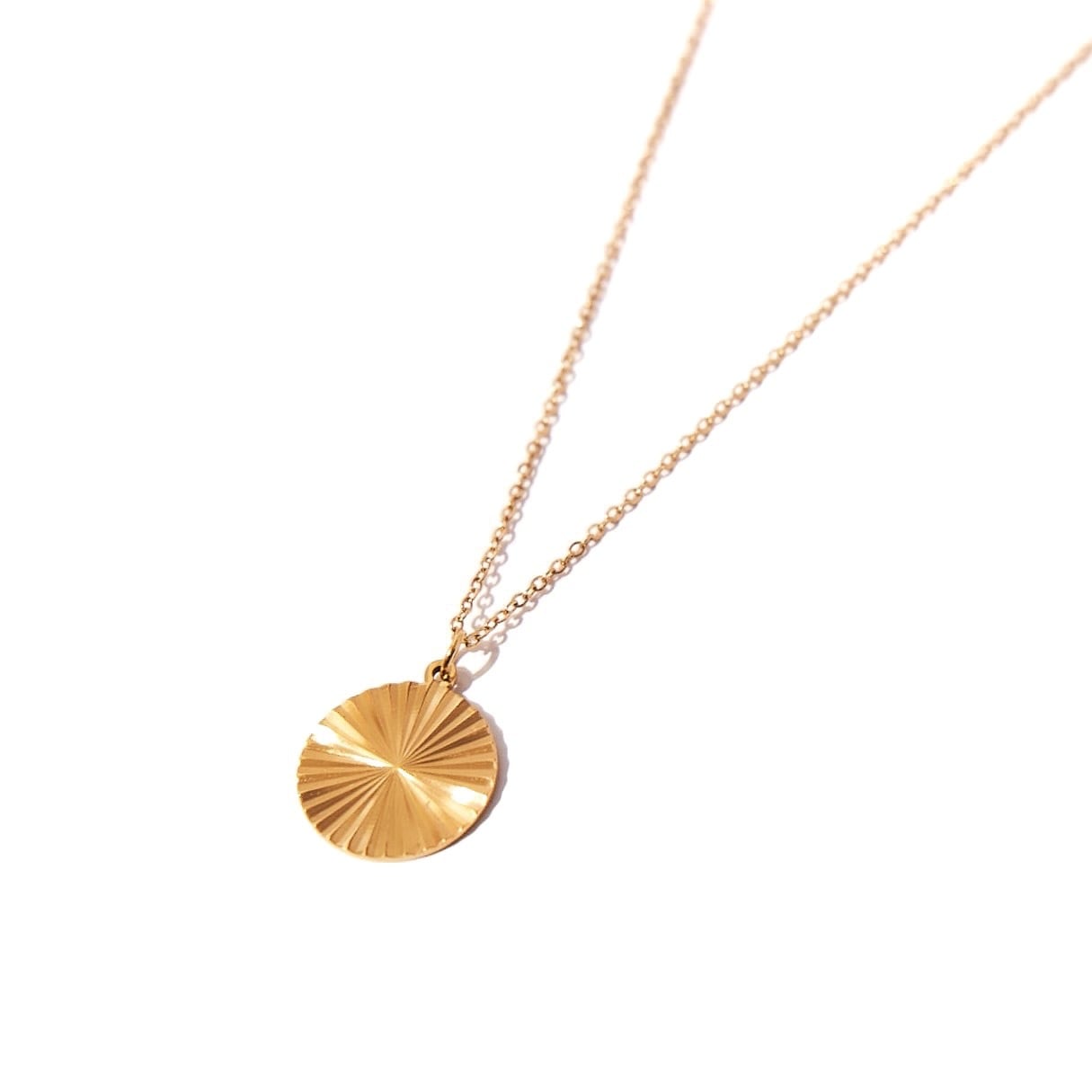 Round Gear Pendant Necklace Gold