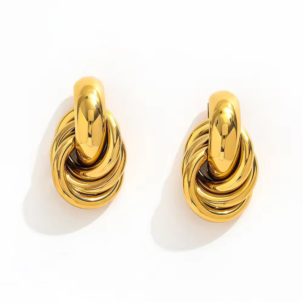 Twisted MultiLayered Earrings Gold color