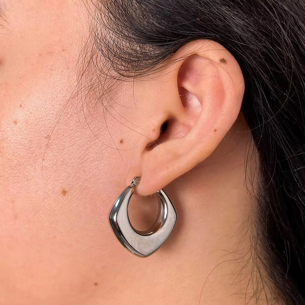 Hypoallergenic Hollowed earrings Silver color