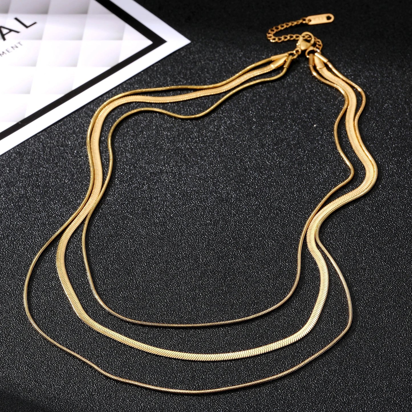 Trendy Triple Chain Layered Necklace M10524086