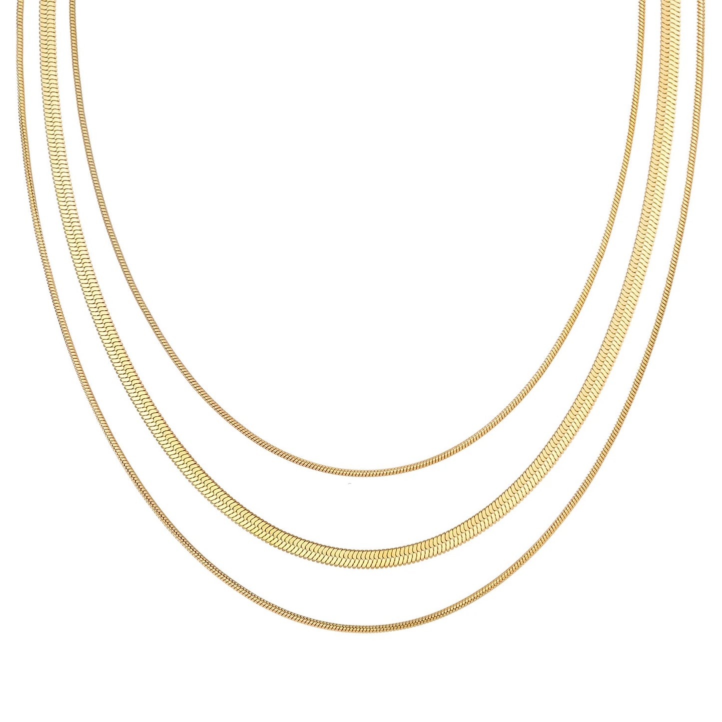 Trendy Triple Chain Layered Necklace M10524086