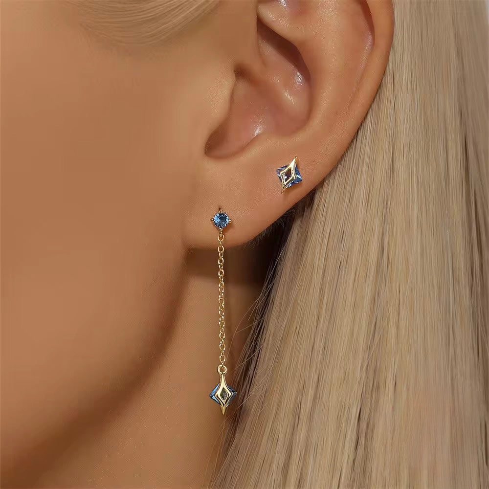 S925 Silver Star Blue Earrings & Necklace set