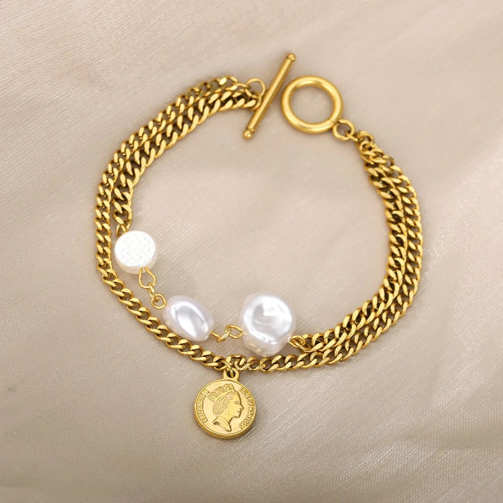 Chain and Pearl Bracelet