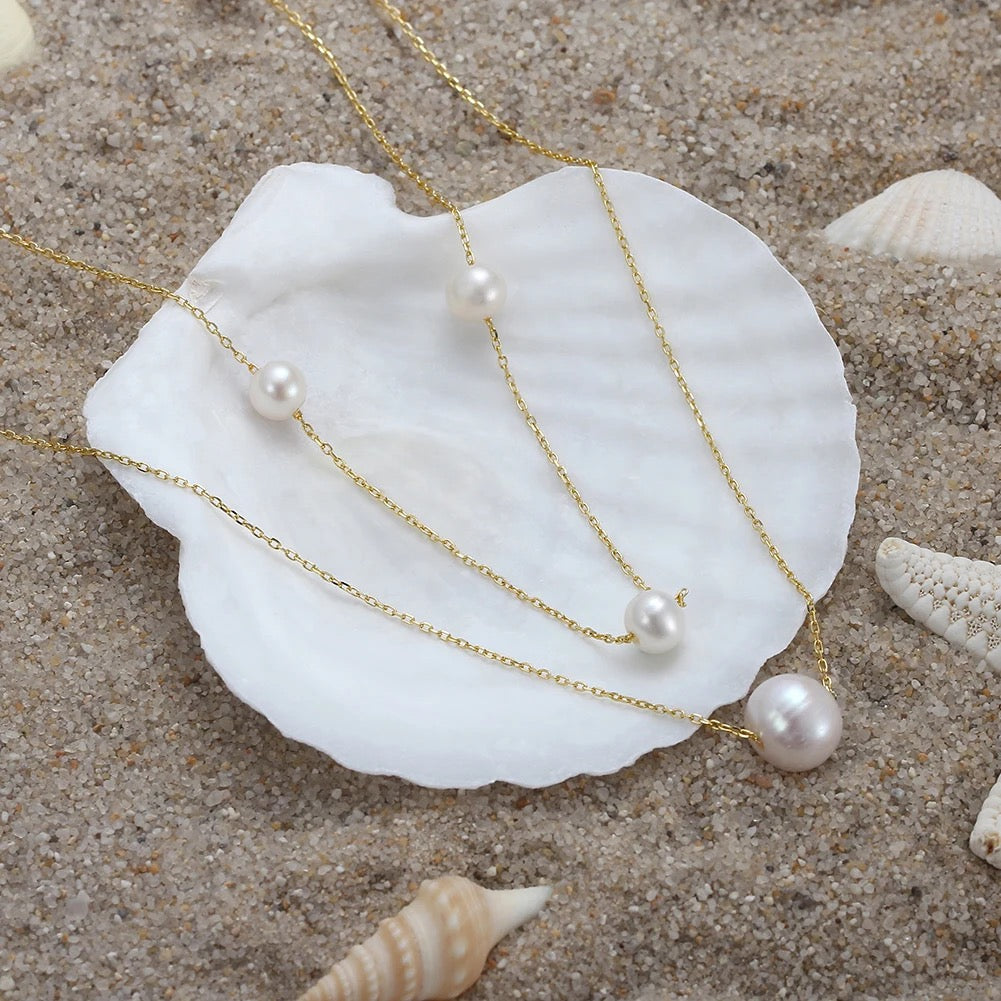S925 Silver Double Layers Pearl Necklace