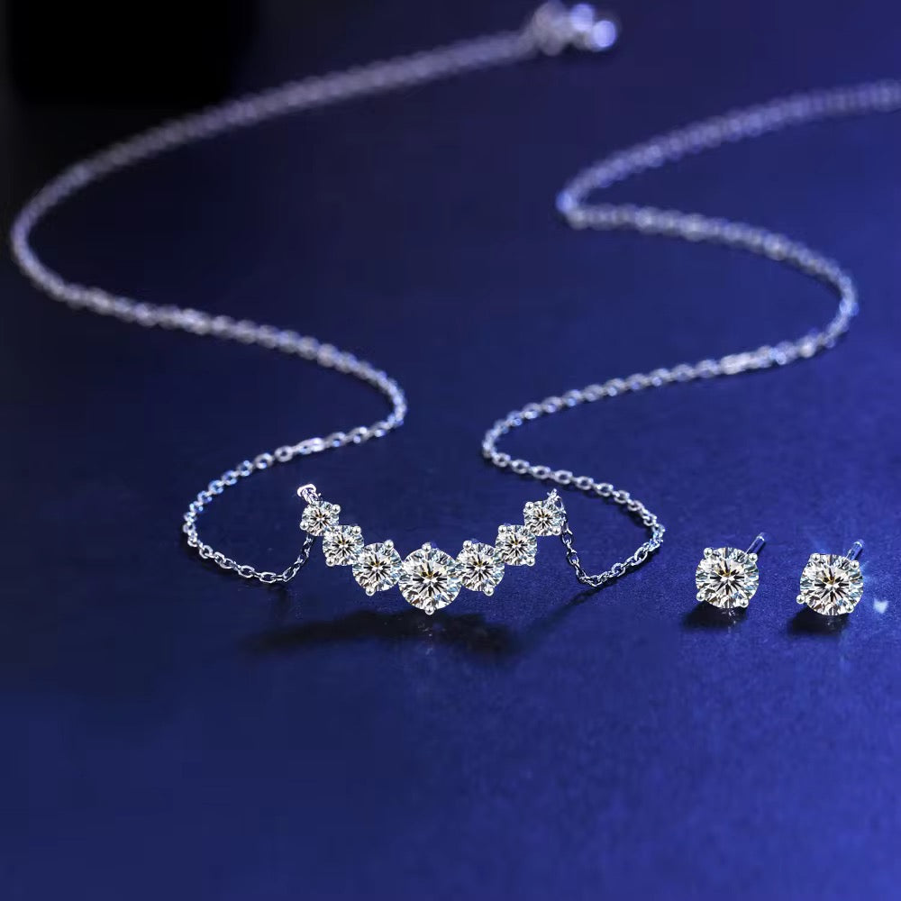 S925 Silver Shiny Set /earrings, necklace/
