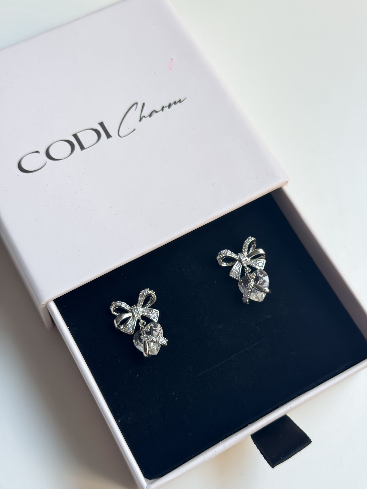 Ribbon Heart shaped Earrings