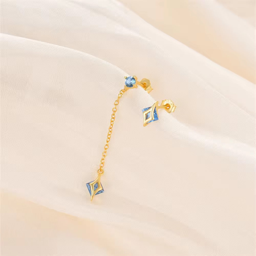 S925 Silver Star Blue Earrings & Necklace set