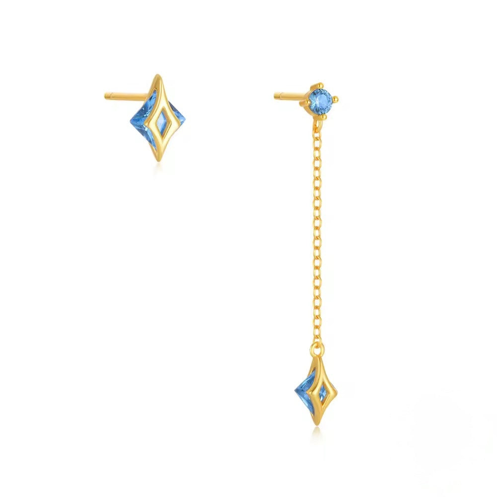S925 Silver Star Blue Earrings & Necklace set