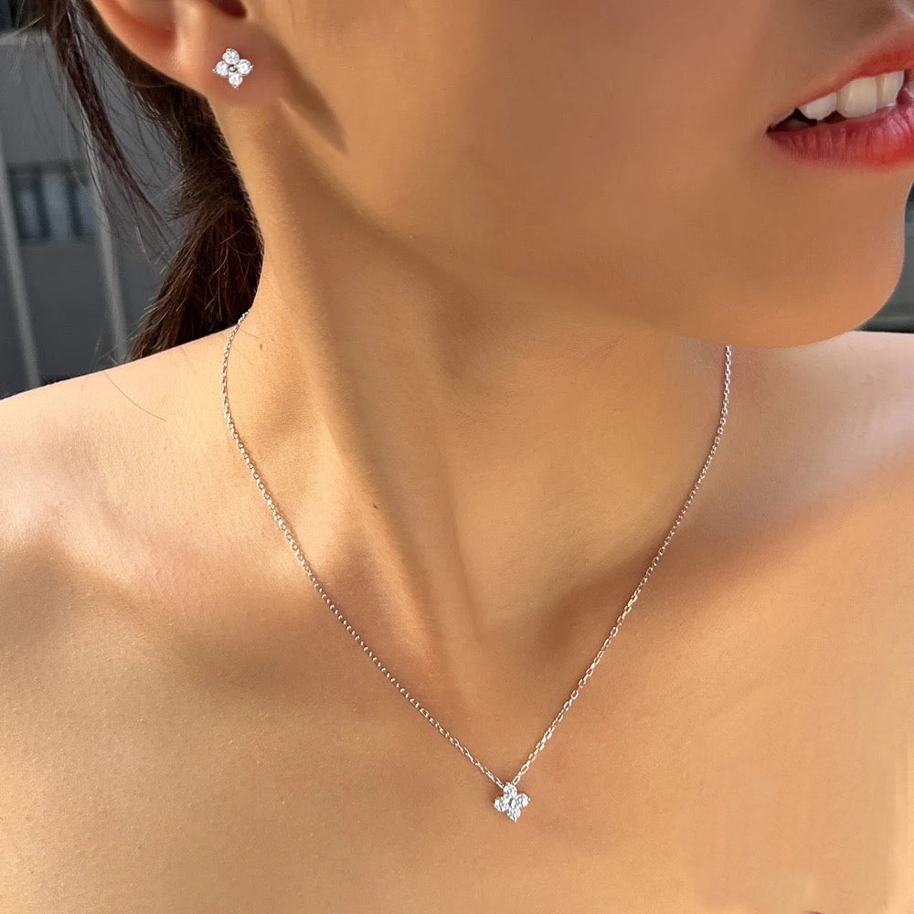 S925 Silver Flower Shaped Jewelry Set