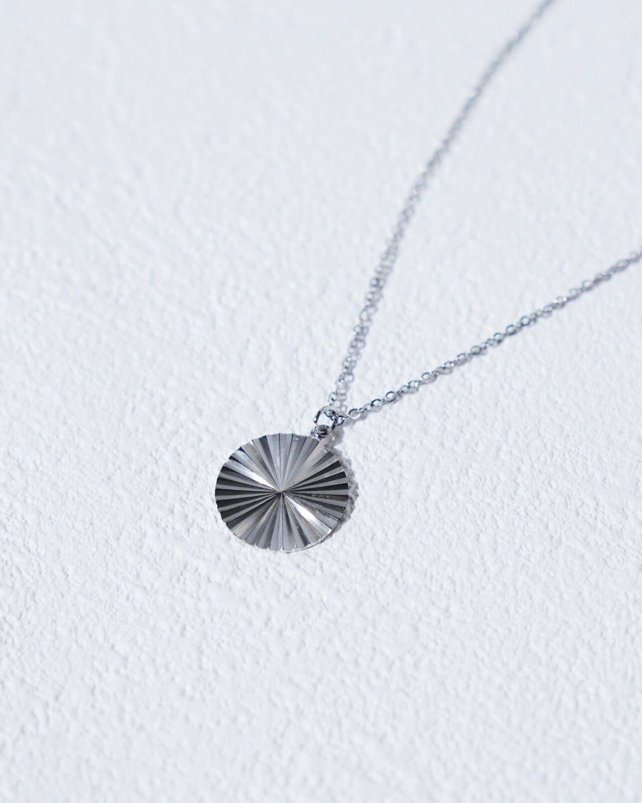 Round Gear Pendant Necklace Silver