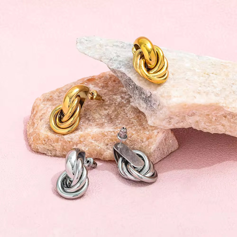 Twisted MultiLayered Earrings Gold color