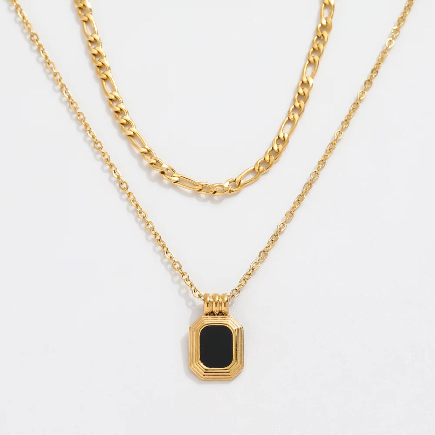 Double Layer Rectangular Necklace
