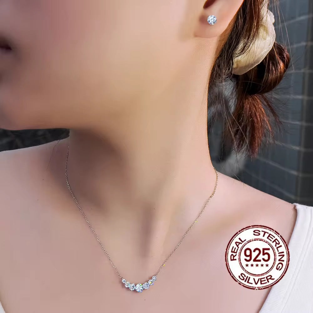 S925 Silver Shiny Set /earrings, necklace/