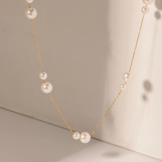 Minimal Exquisite Interval Pearls Necklace М10424030