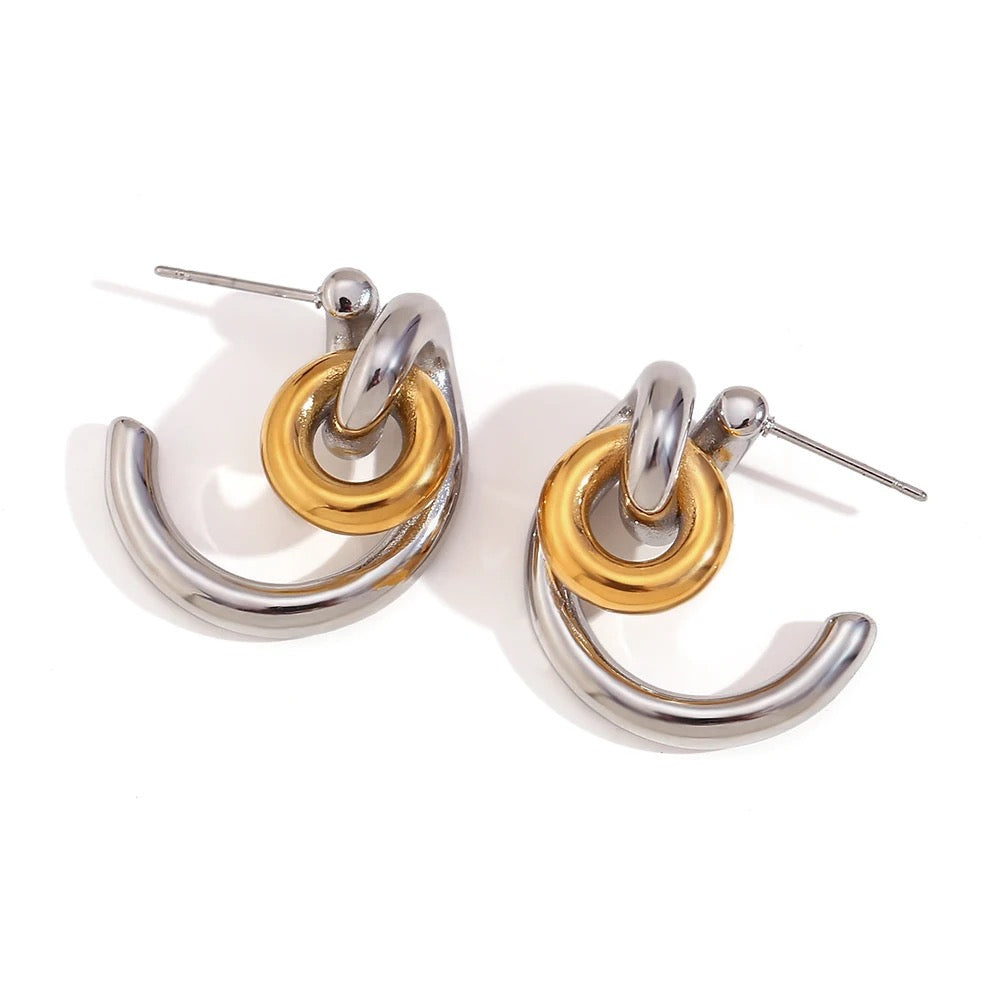 C-shape Two Toned Earrings M10724040