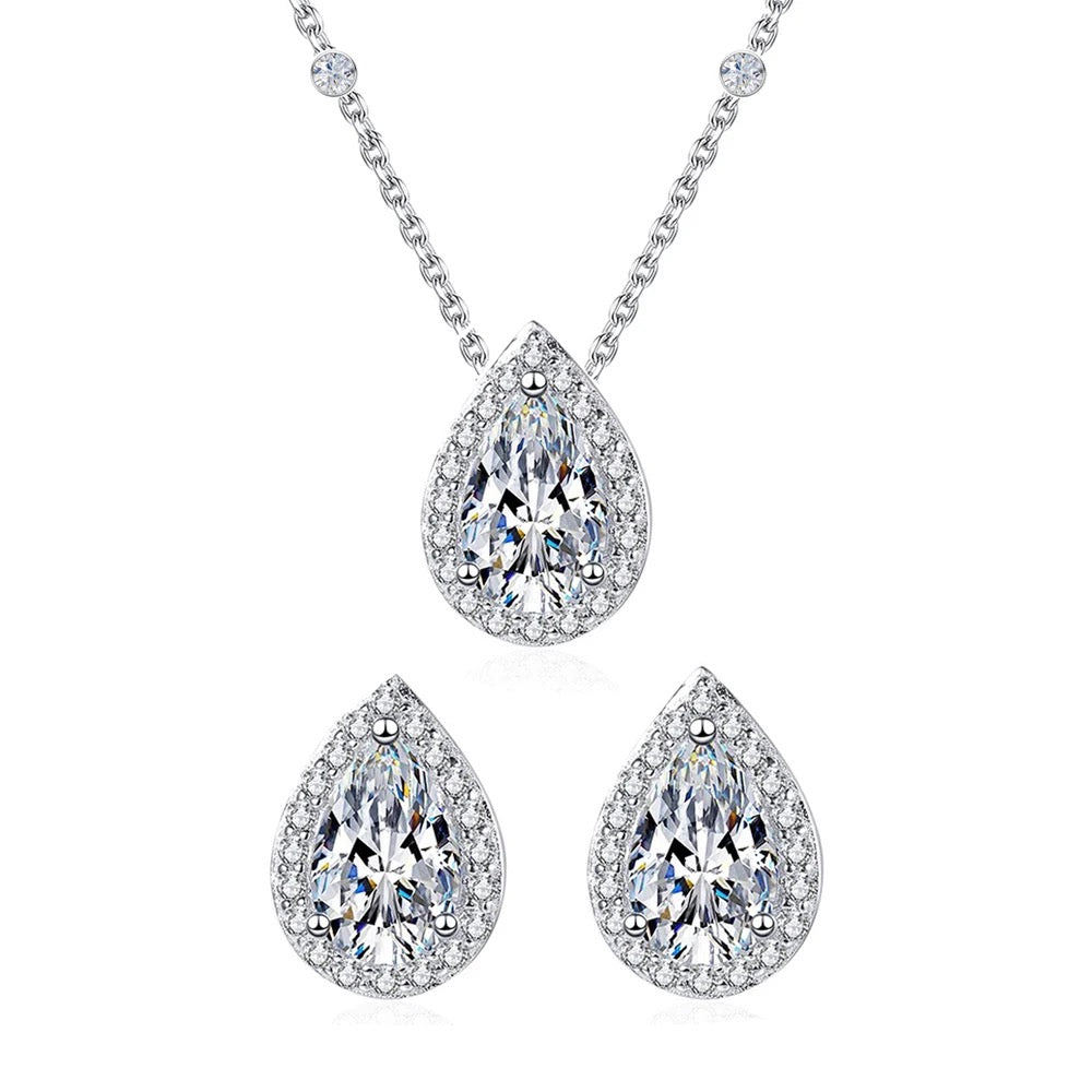 S925 Sterling Silver Drop Shaped Set