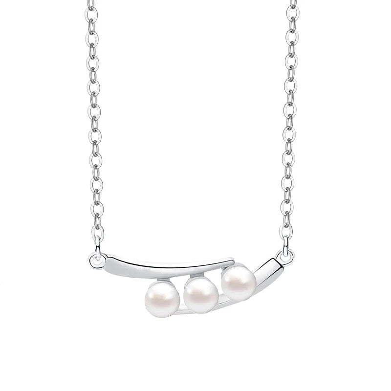 S925 Sterling Silver Pearl Geometric Necklace M10524103