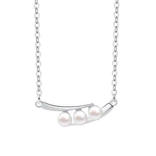 S925 Sterling Silver Pearl Geometric Necklace M10524103