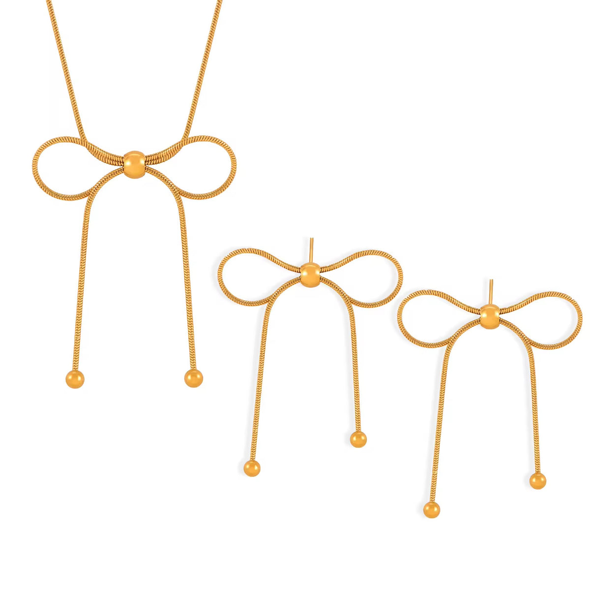 Bowknot Earrings & Necklace Set