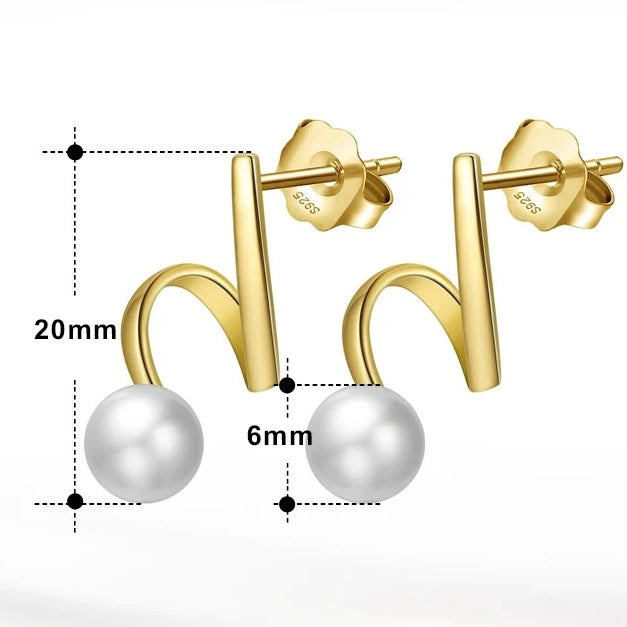 S925 Silver Pearl Stud Earrings