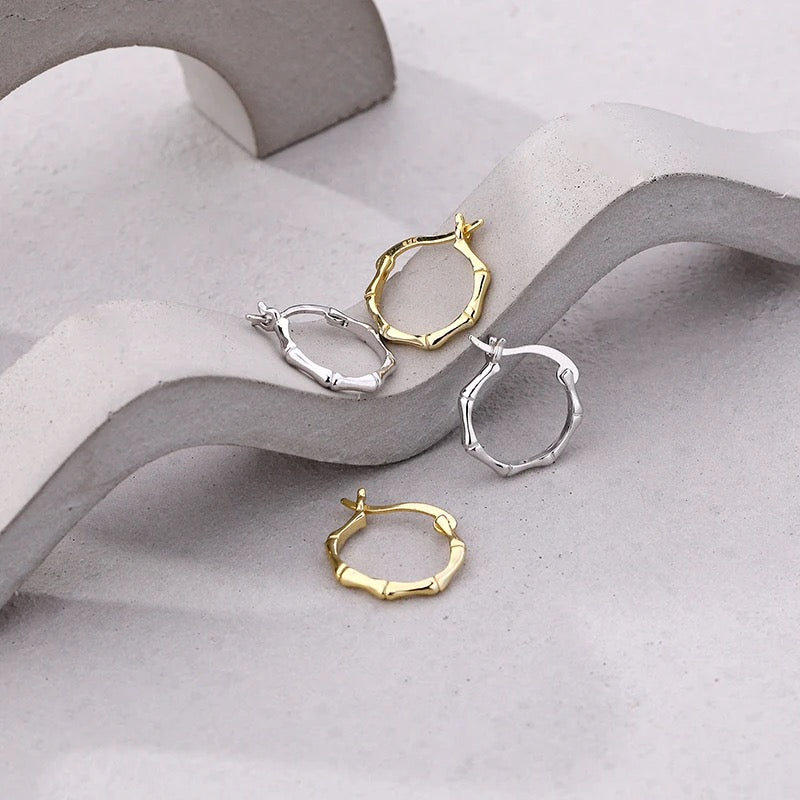 S925 Sterling Silver Bamboo Hoop earrings M10524094