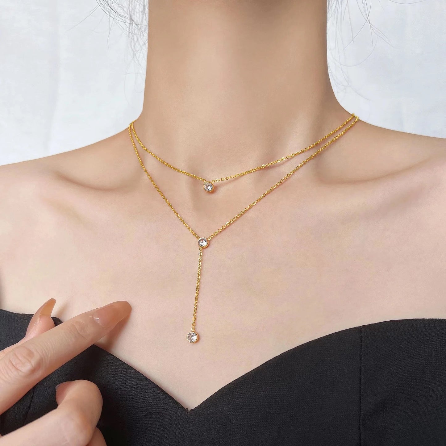 Double Layer Y Shaped Necklace M10724044