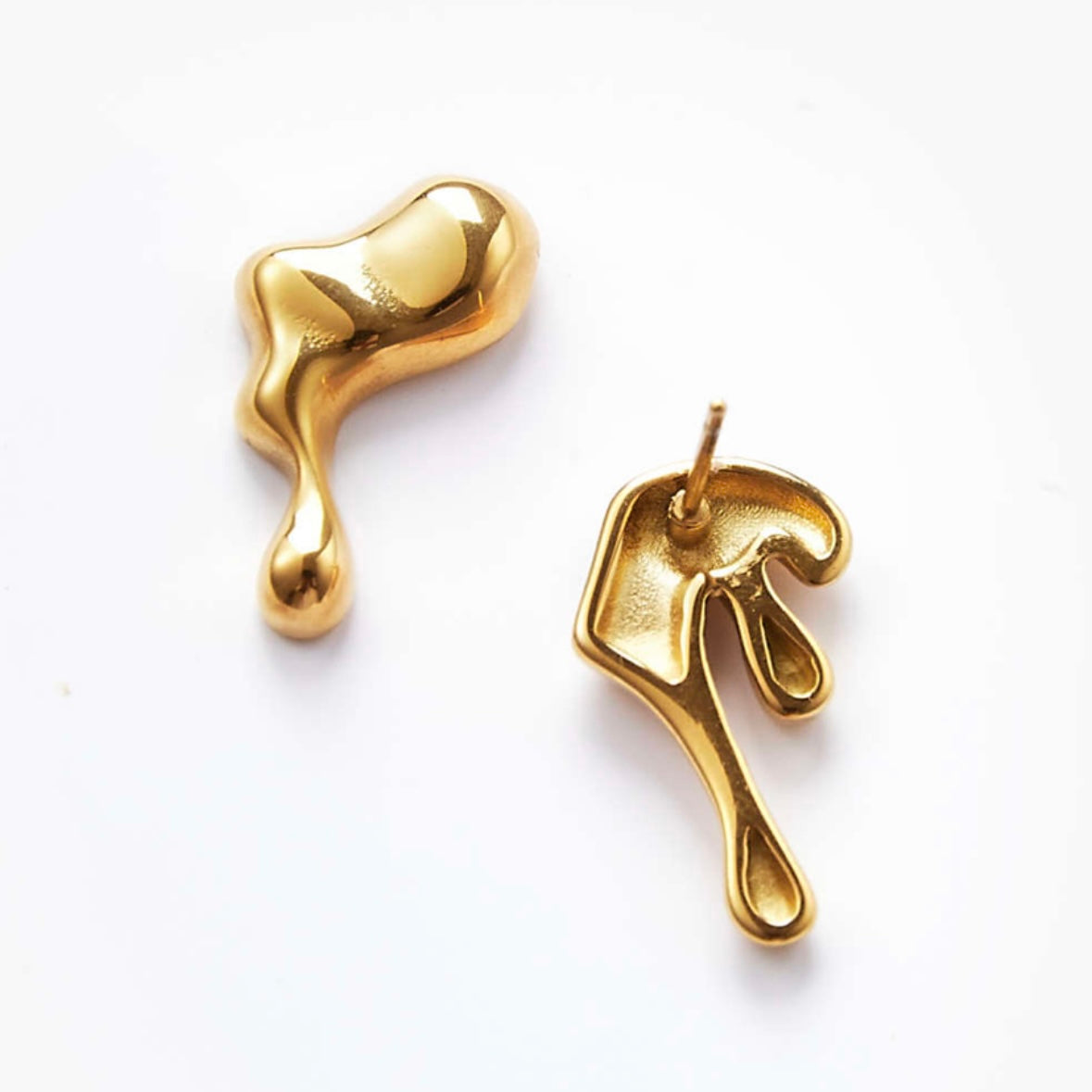 Asymmetrical Metal Water Drop Shaped earrings М10424006