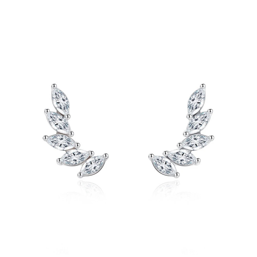 Leaf Shape S925 Silver Stud Earrings