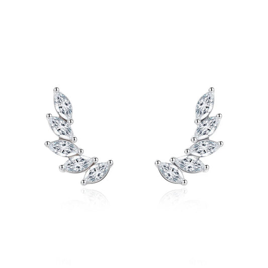 Leaf Shape S925 Silver Stud Earrings