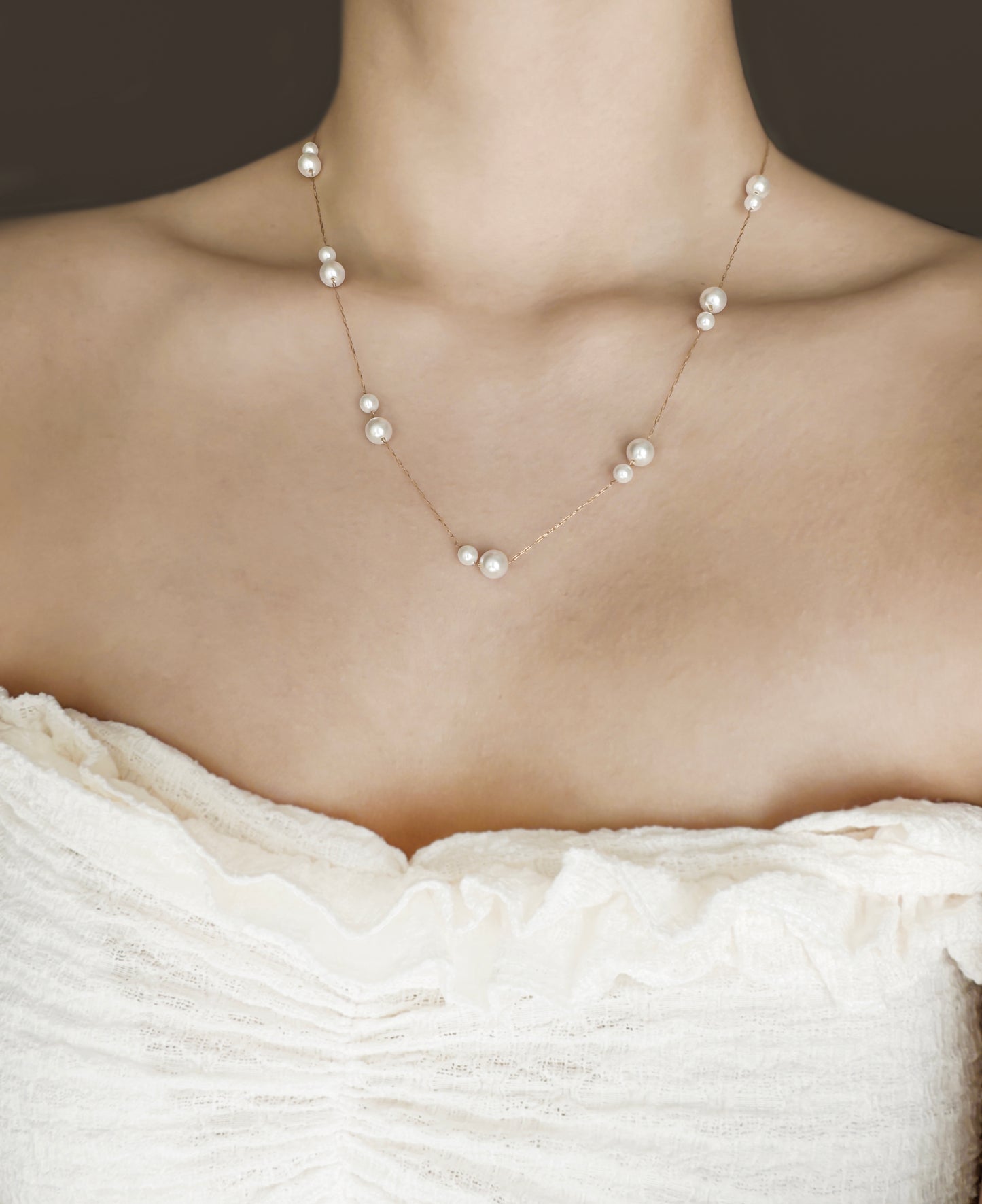 Minimal Exquisite Interval Pearls Necklace М10424030