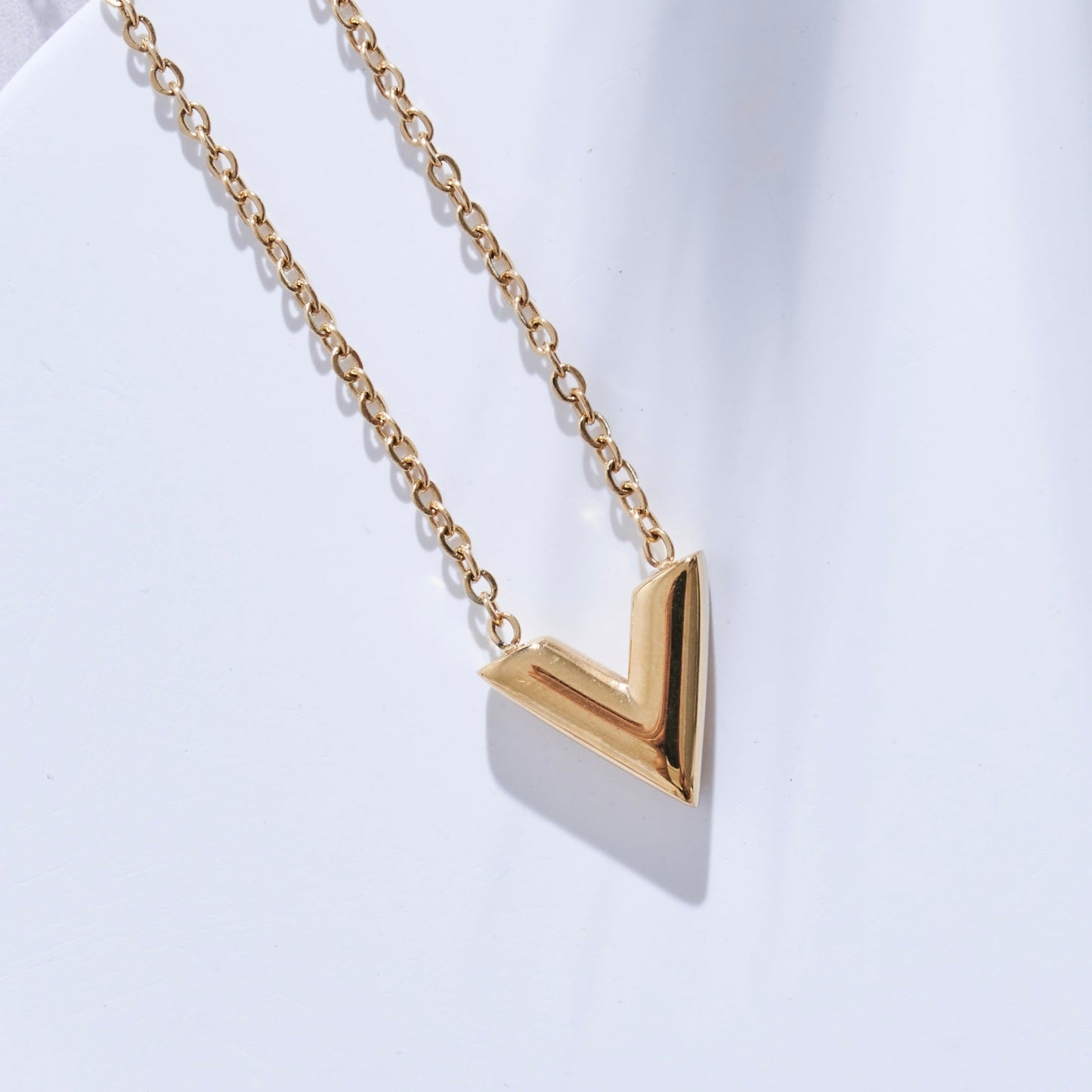 V Shape Letter Necklace Gold