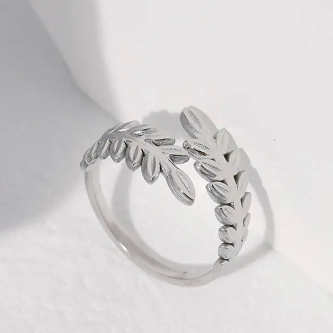 Geometric Leaves Silver color Ring