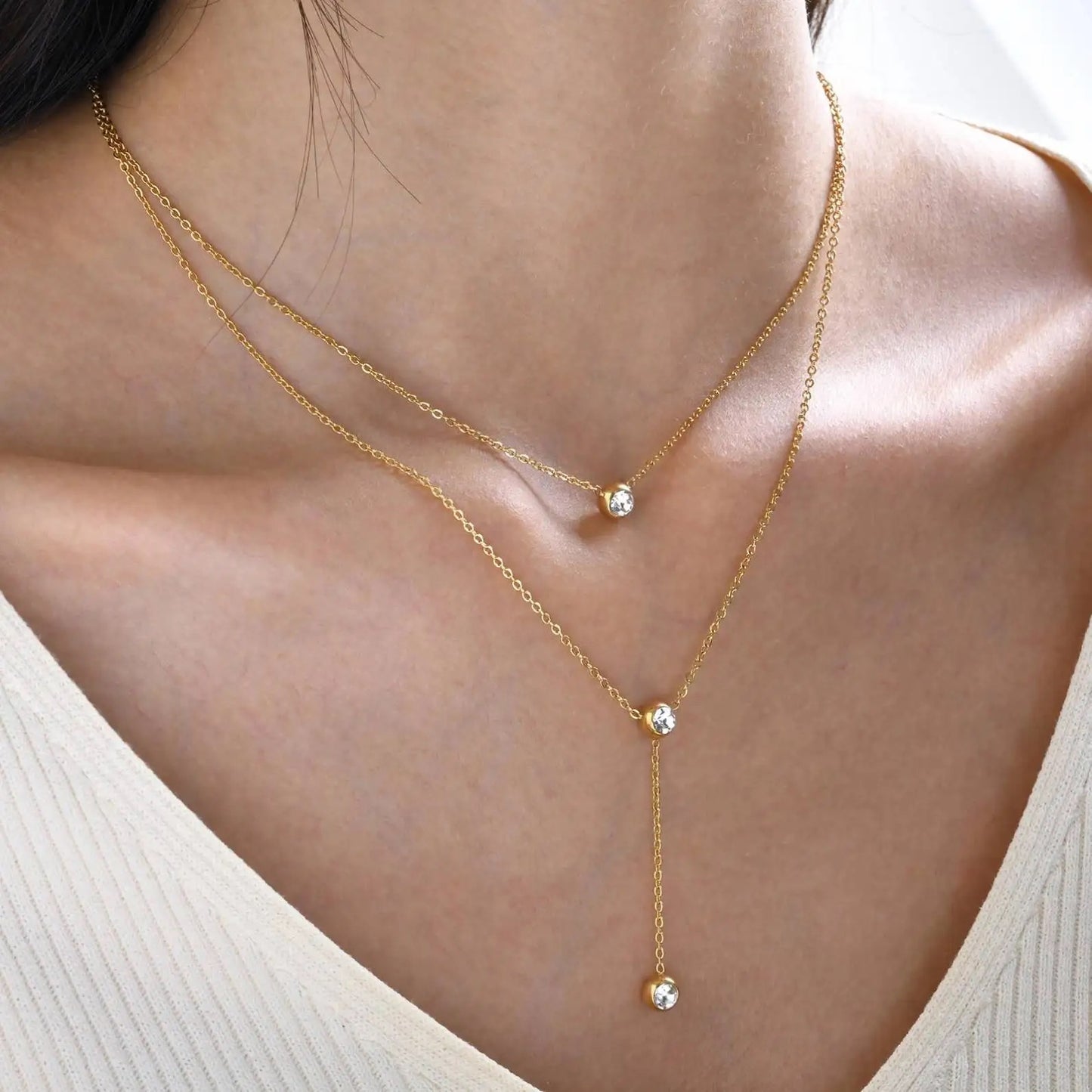 Double Layer Y Shaped Necklace M10724044