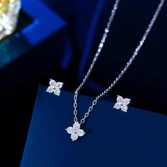 S925 Silver Flower Shaped Jewelry Set